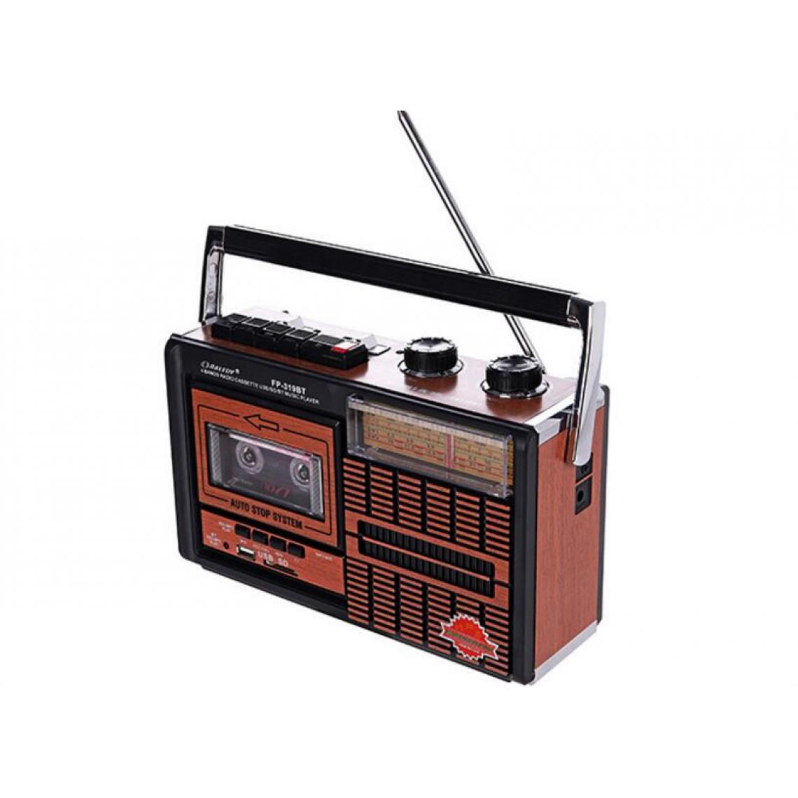 Universal - Vintage portable AM FM SW tape support sans fil Bluetooth haut-parleur multifonction magnétoscope radio(brun) - Radio