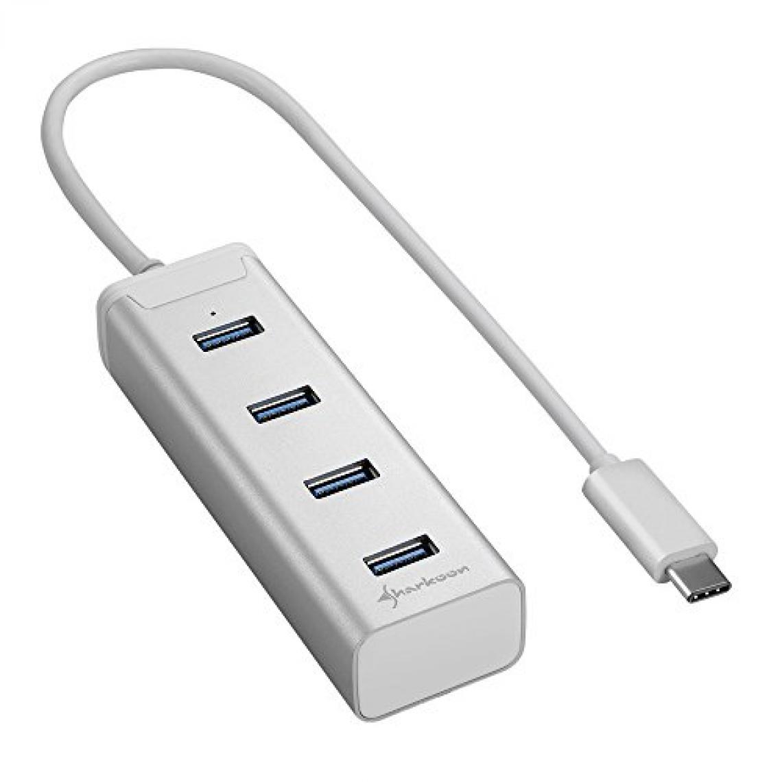 Sharkoon - Hub USB Type C - 4 ports USB 3.0 (Argent) - Hub