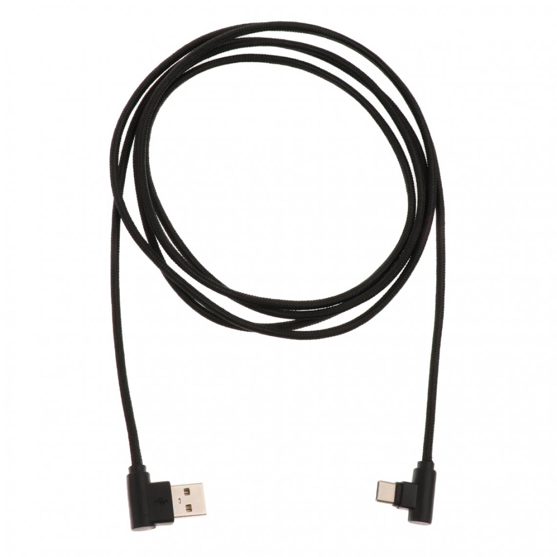marque generique - 2meter 6.5ft usb vers usb type c sync chargeur coudé câble adaptateur cordon noir - Hub