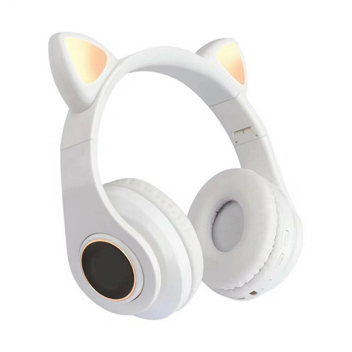 Universal - Casque d'oreille de chat sans fil rechargeable casque de jeu Bluetooth pliable cadeau de Noël(blanche) - Micro-Casque