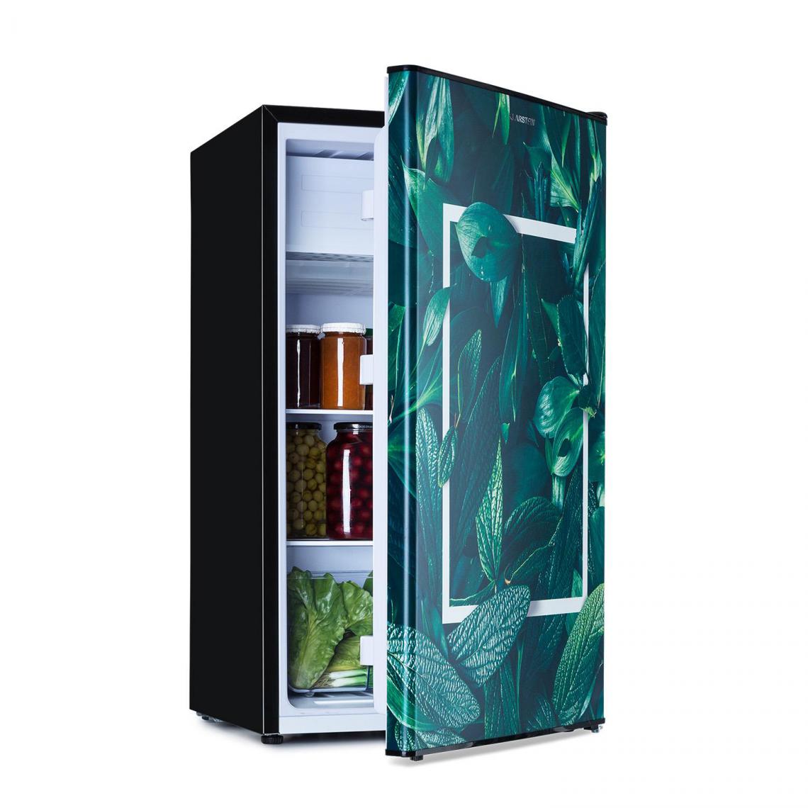 Klarstein - Combiné réfrigérateur-congélateur CoolArt 79L CEE F compartiment congélateur 9l porte design - Réfrigérateur