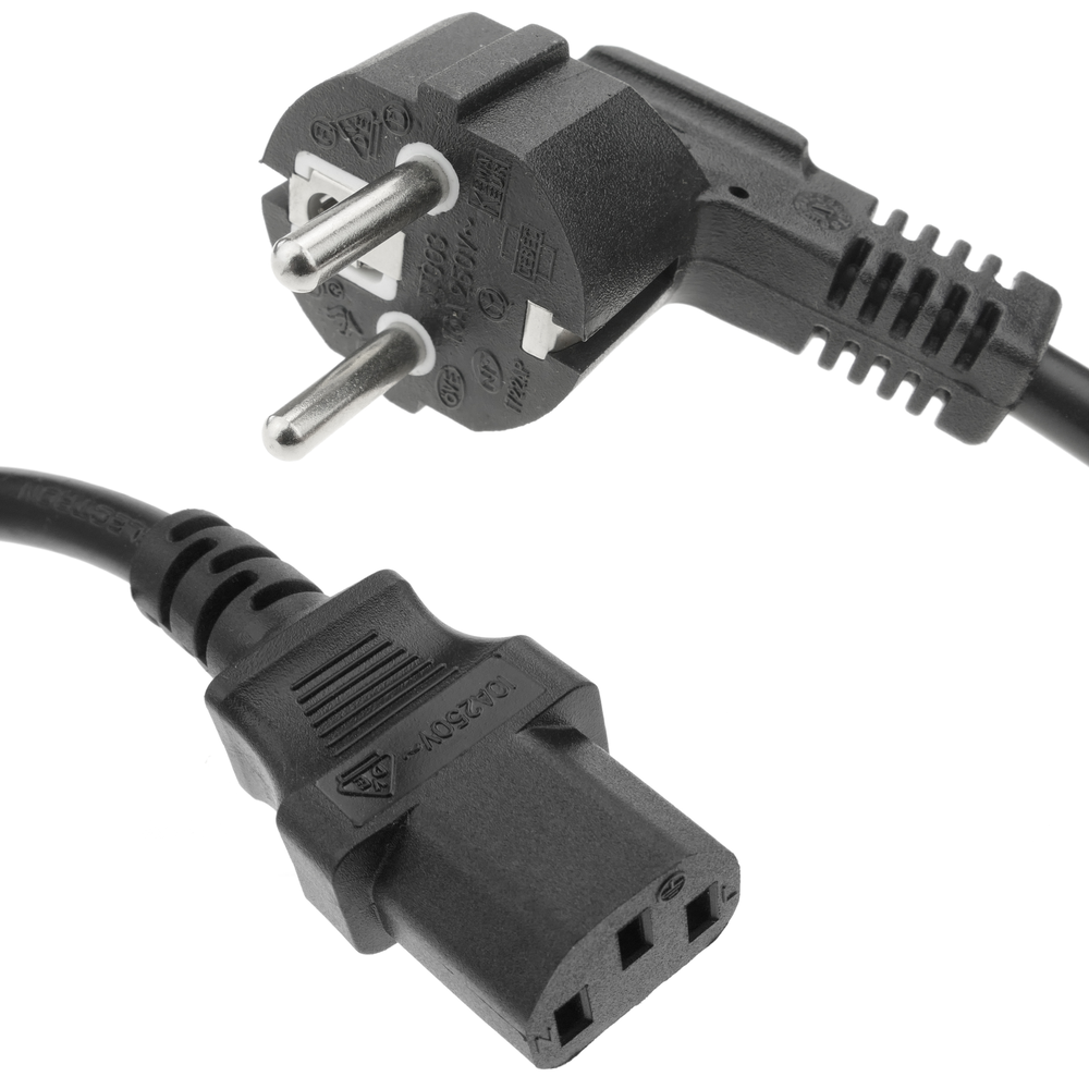 Bematik - Câble électrique haute qualité cordon d'alimentation 3x1.5mm² IEC60320 C13-femelle Schuko-mâle 15m - Rack amovible