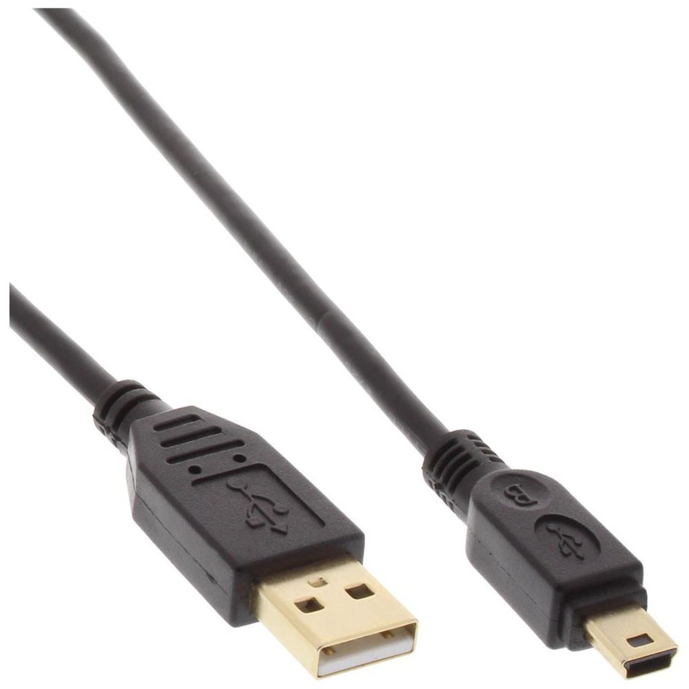 Inline - InLine® Mini câble USB 2.0 de type A mâle à Mini-B mâle 5 broches noir / or 1,5 m - Câble USB
