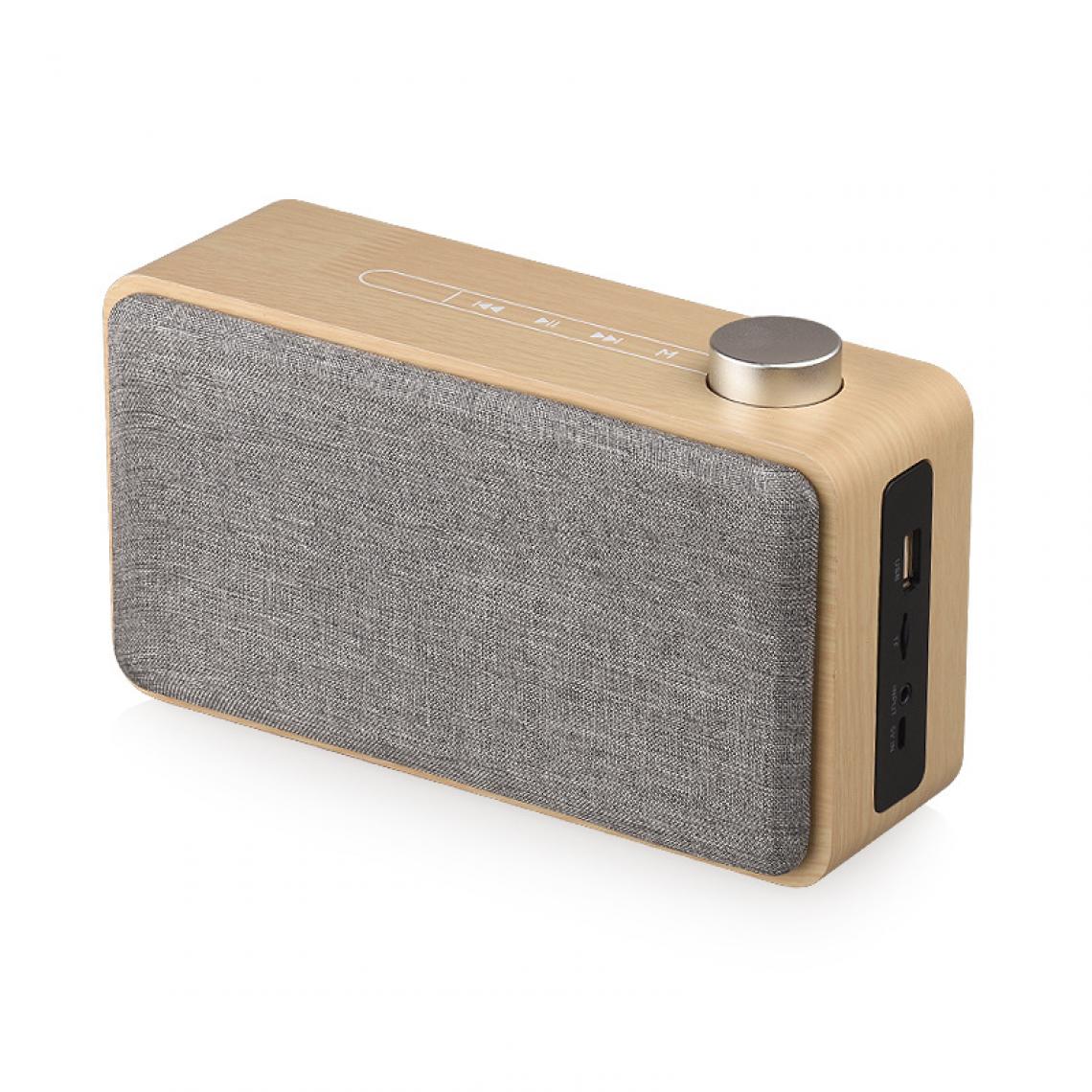 Universal - Haut-parleur Bluetooth portable en bois Subwoofer sans fil Boîte stéréo support lecteur de musique | Haut-parleur portable (grain de bois jaune) - Enceinte PC