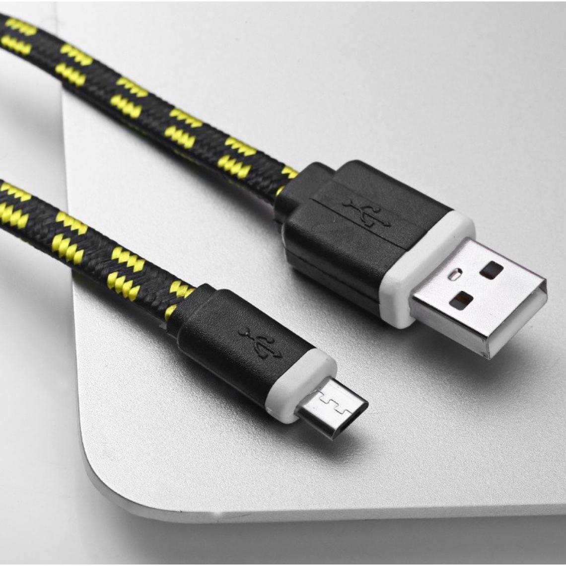 Shot - Cable Tresse 1m Micro USB pour MOTOROLA Moto E 2G Smartphone Android Chargeur USB Lacet Fil Nylon (NOIR) - Câble antenne