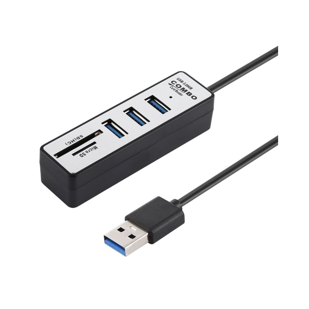 Wewoo - Lecteur de cartes TF / SD 2 en 1 + 3 x ports USB 3.0 au convertisseur de concentrateur USB 3.0, longueur du câble: 26 cm (noir) - Hub