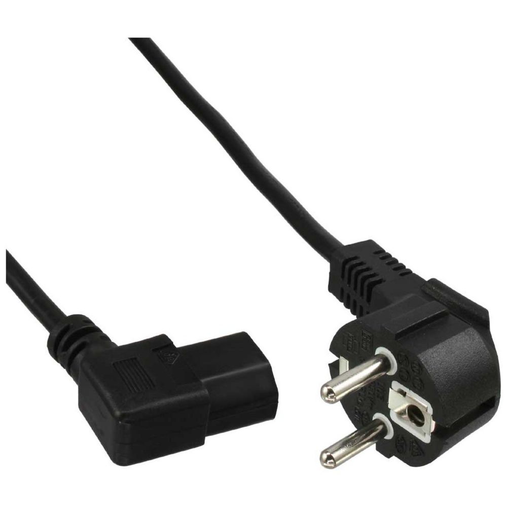 Inline - Câble d'alimentation InLine®, Schutzkontakt coudé vers C13, coudé à gauche, noir, H05VV-F 3Gx1.00mm², 3m - Câble antenne