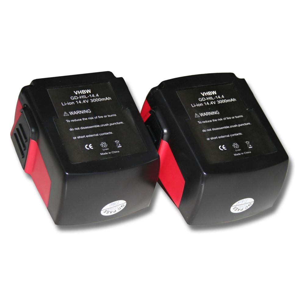 Vhbw - vhbw 2x Batterie Li-Ion 3000mAh (14.4V) pour outils SFL Flashlight, SID 144-A CPC Impact Driver comme Hilti B144, B-144. - Clouterie