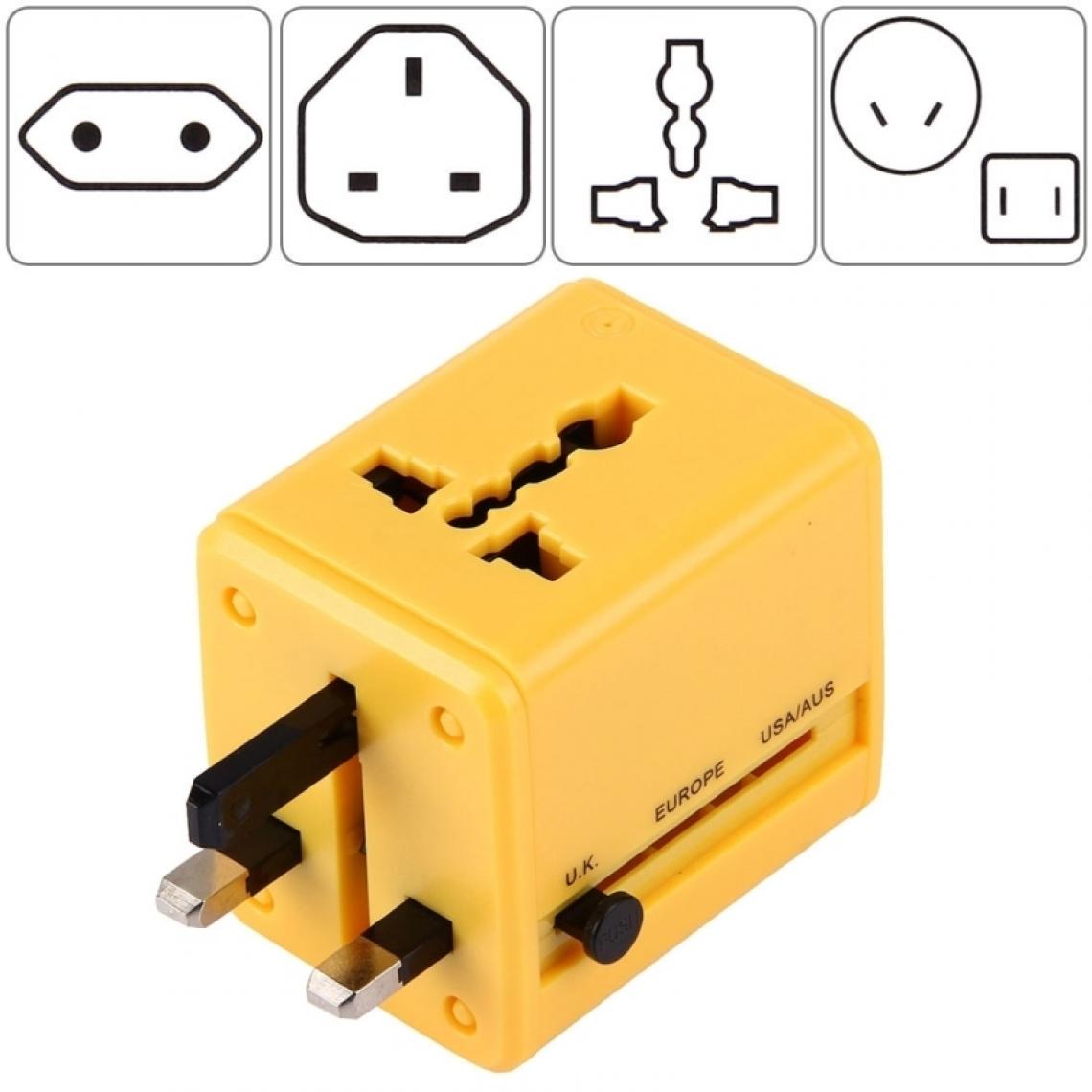 Wewoo - Pour US, UK, AU, EU jaune Adaptateur Universel de Prises de Voyage avec et Double Ports USB Chargeur - Accessoires alimentation
