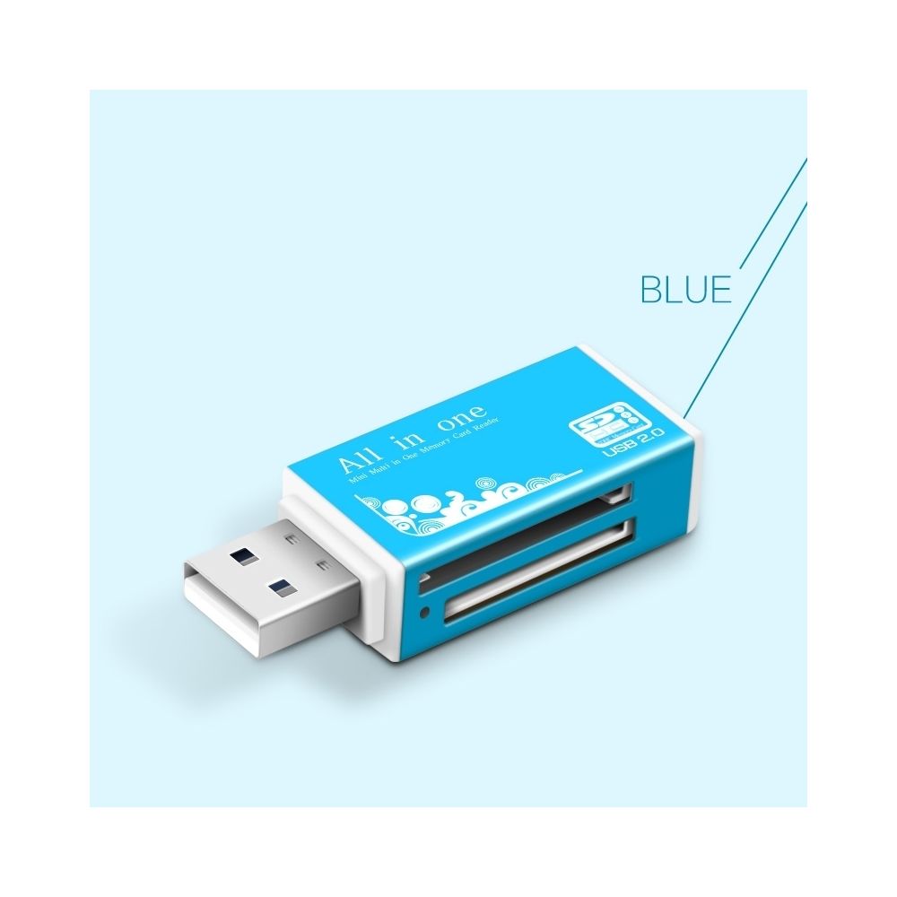 Wewoo - Lecteur de carte Multi en 1 mémoire SD pour Memory Stick Pro Duo, micro SD, TF, M2, MMC, SDHC (bleu) - Accessoires Boitier PC