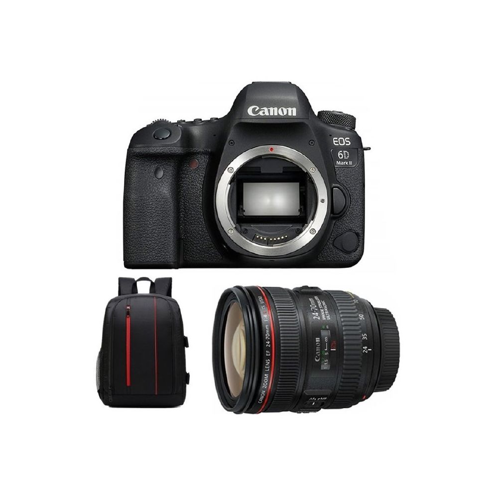 Canon - CANON EOS 6D II KIT EF 24-70mm F4L IS USM + Backpack Black - Reflex Grand Public
