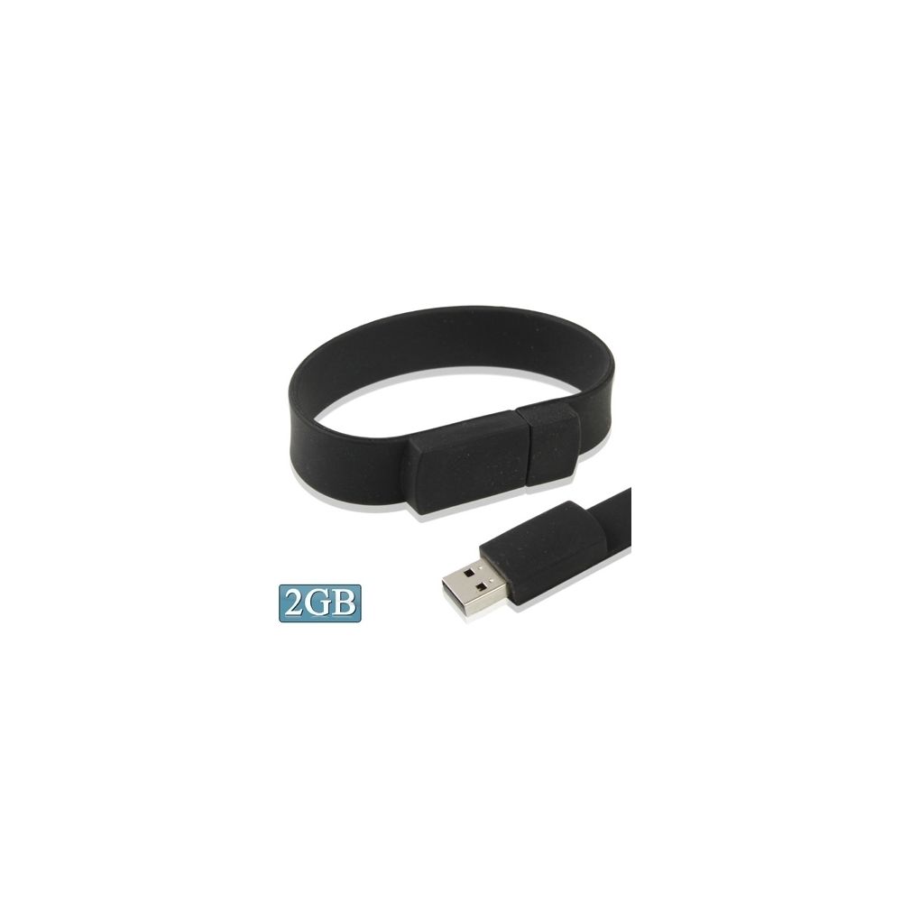 Wewoo - Clé USB noir Disque Flash USB 2.0 Bracelets Silicon 2 Go - Clés USB