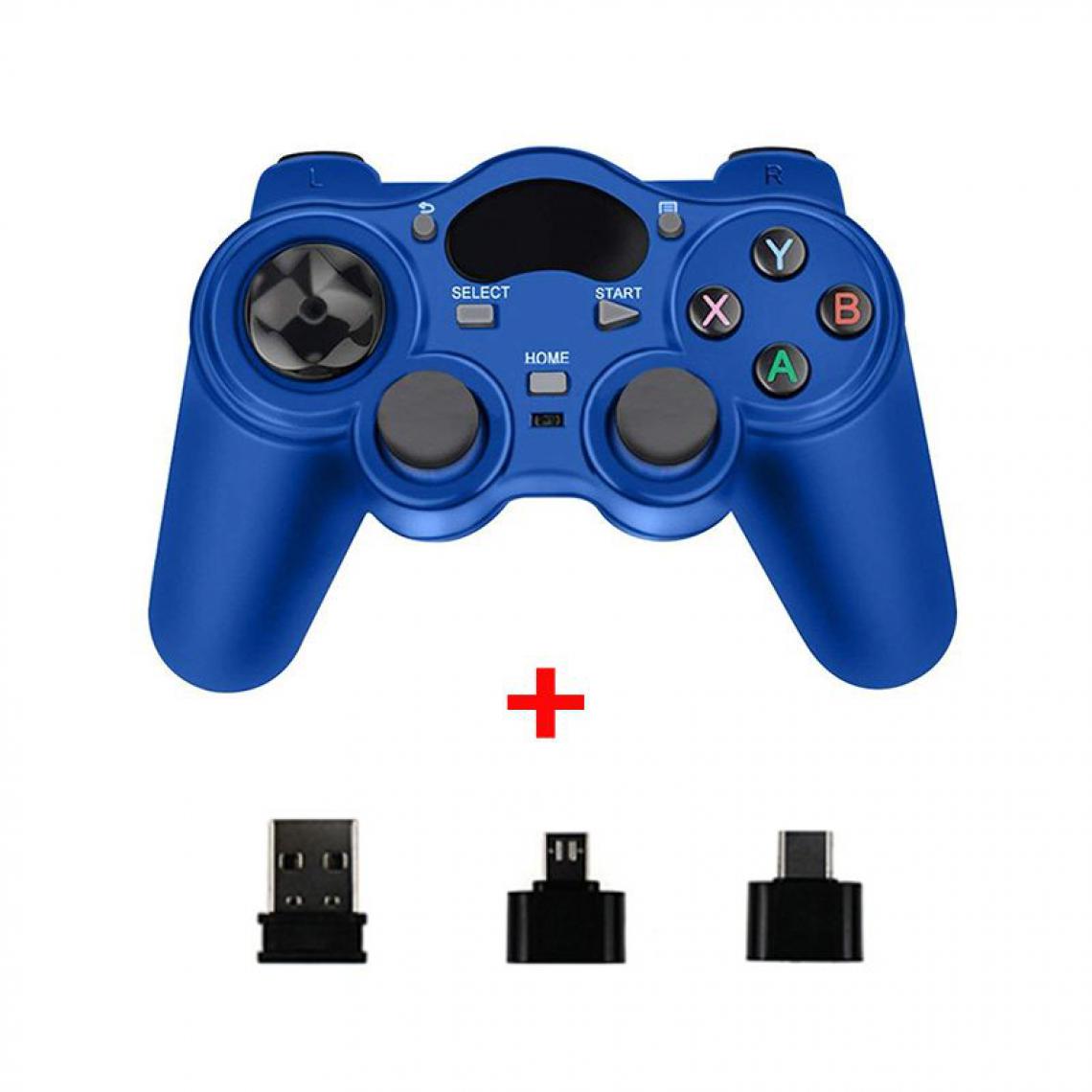 Generic - Manette de jeu sans Fil Tectinter , 2,4 GHz avec Convertisseur OTG, pour PS3, Smartphone, Tablette, TV Box et Pc 10.3 * 16 cm - Bleu  - Joystick
