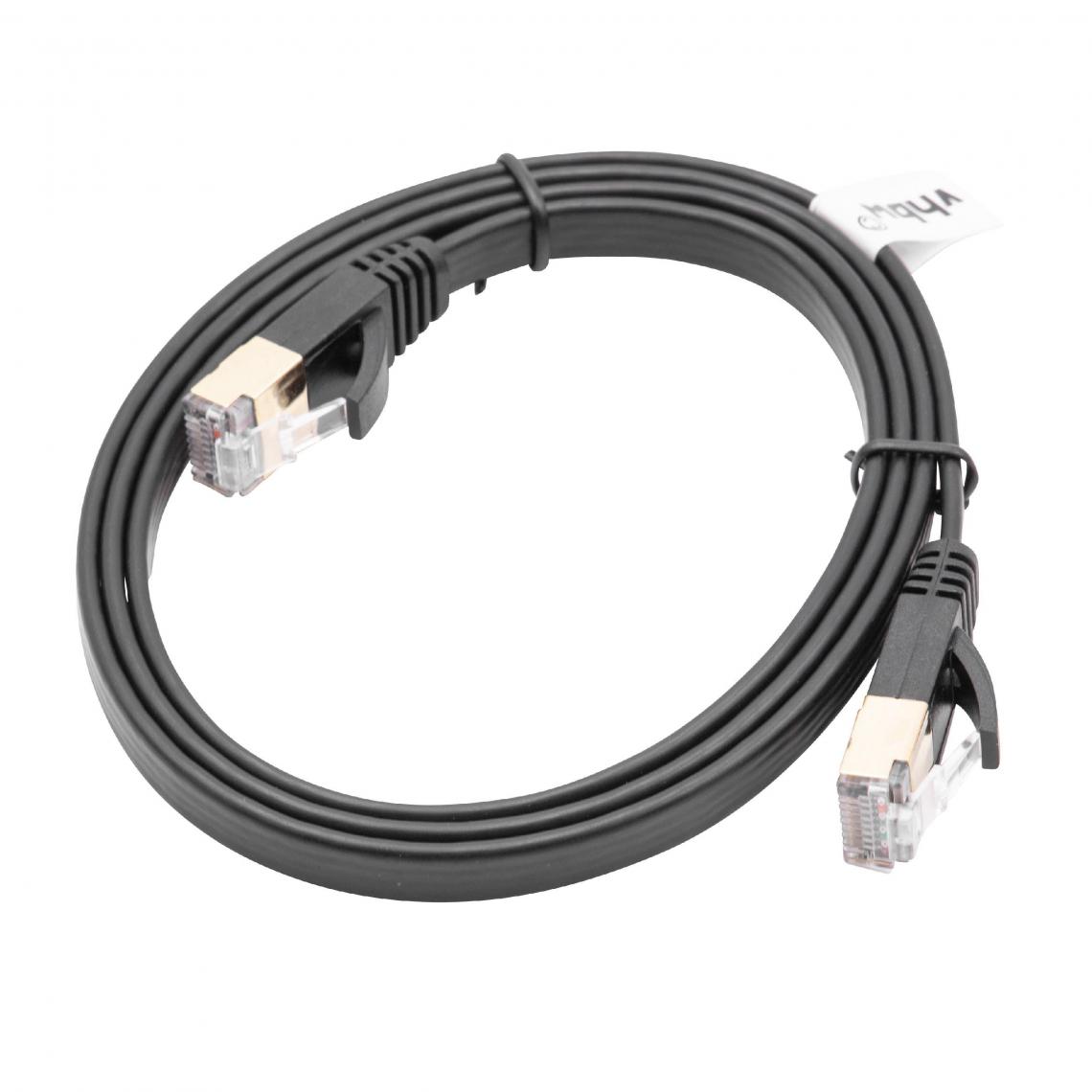 Vhbw - vhbw câble de réseau câble LAN Cat7 1m noir câble plat - Accessoires alimentation