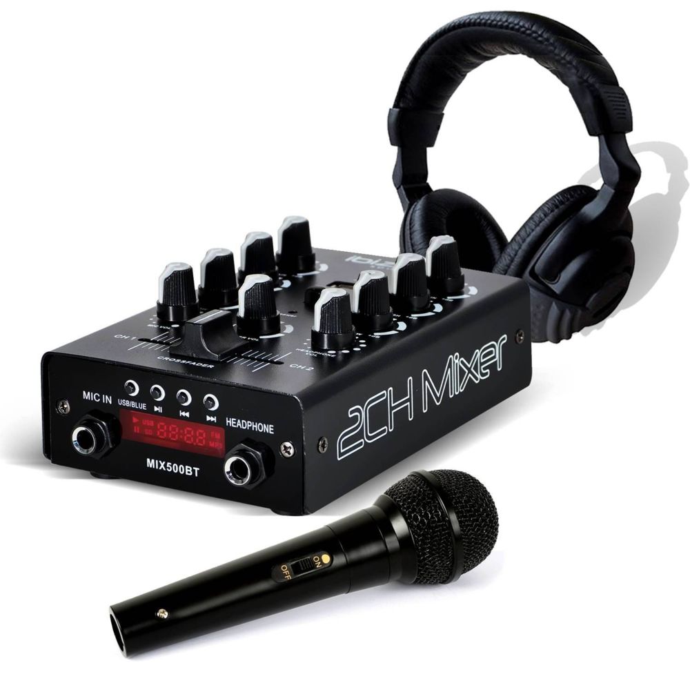 Ibiza Sound - Pack Dj Sono Table de mixage USB Bluetooth IBIZA SOUND MIX500-BT + Casque + Micro - Tables de mixage
