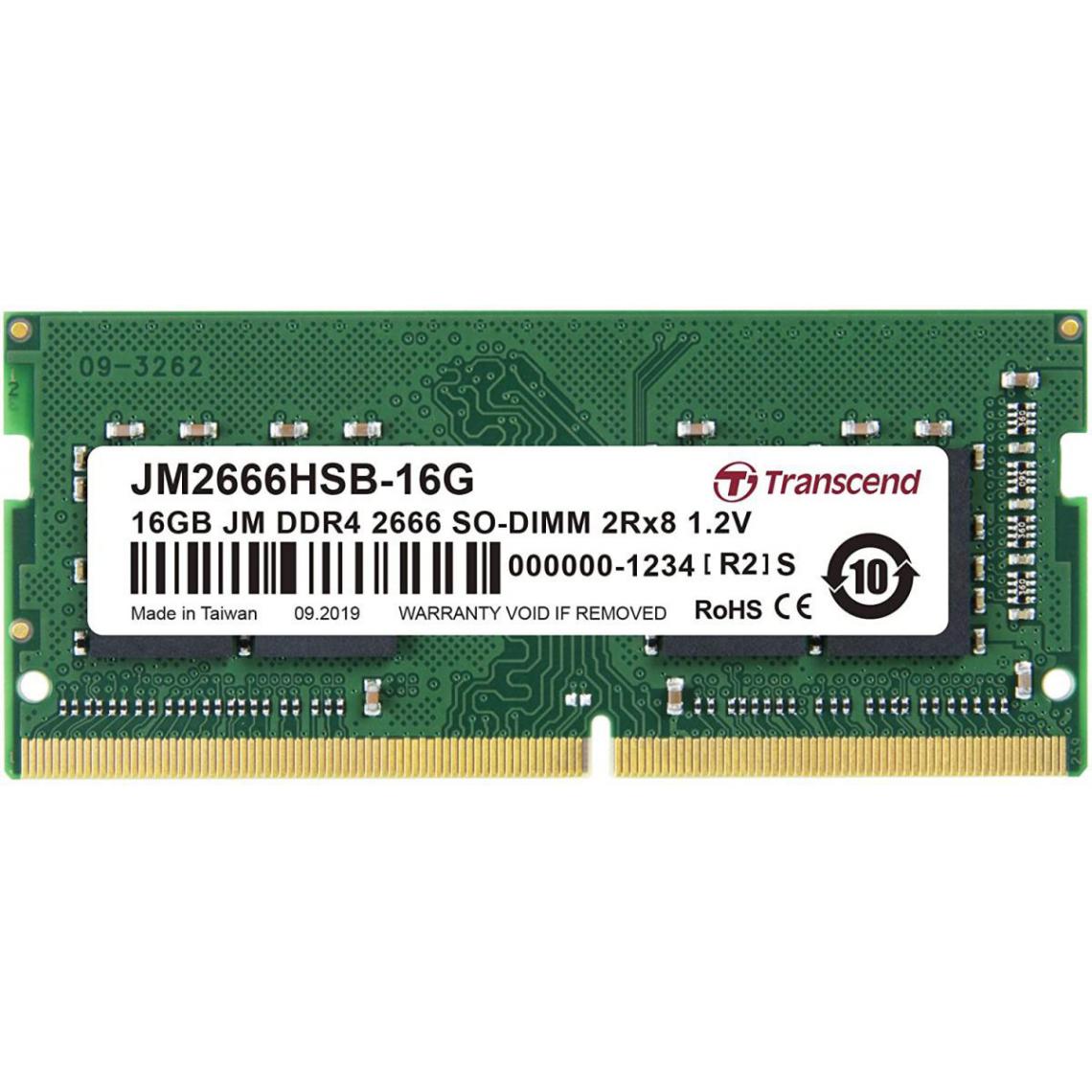 Transcend - JetRAM- 16 Go - DDR4 SO DIMM 260 broches - 2666 MHz - CL19 - RAM PC Fixe