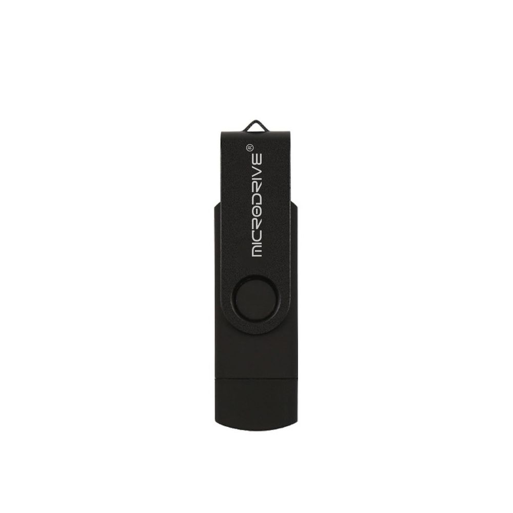 Wewoo - Clé USB MicroDrive 64 Go USB 2.0 pour téléphone et ordinateur Double disque rotatif OTG Metal U noir - Clés USB