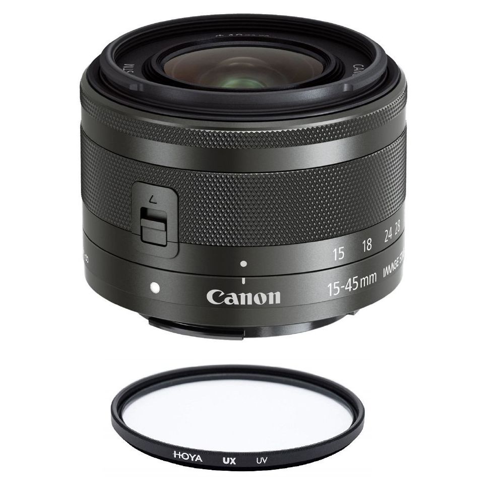 Canon - CANON EF-M 15-45mm F3.5-6.3 IS STM Black (White Box) + HOYA UX UV 49mm Filter - Objectif Photo