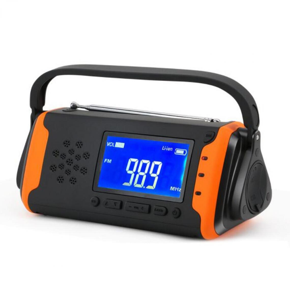 Universal - Radio solaire extérieure portable d'urgence lampe de poche LED manivelle 4000mAh long endurance alimentation électrique banque alerte météo FM/AM/WB |(Orange) - Radio