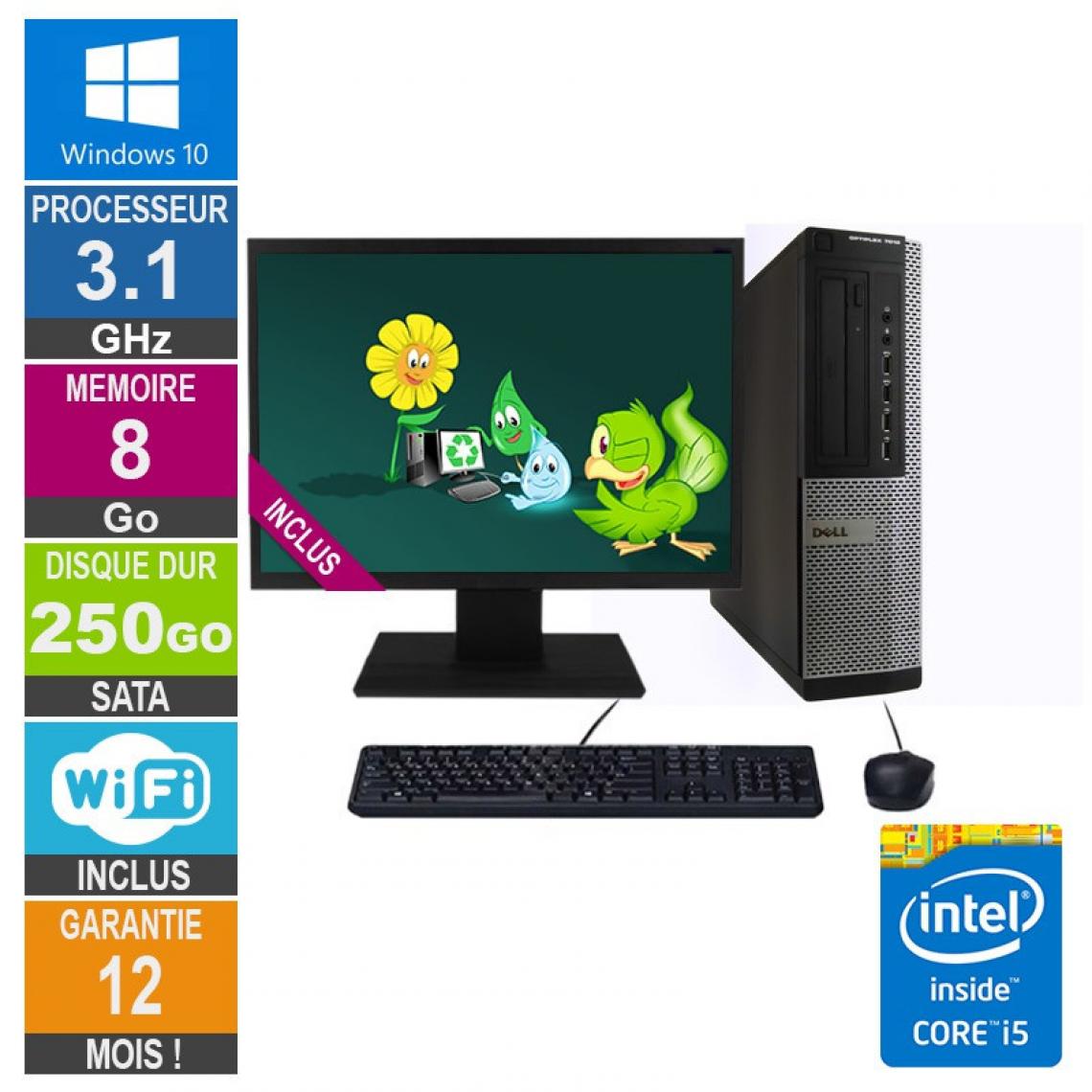 Dell - PC Dell Optiplex 7010 DT Core i5-2400 3.10GHz 8Go/250Go Wifi W10 + Ecran 19 - PC Fixe