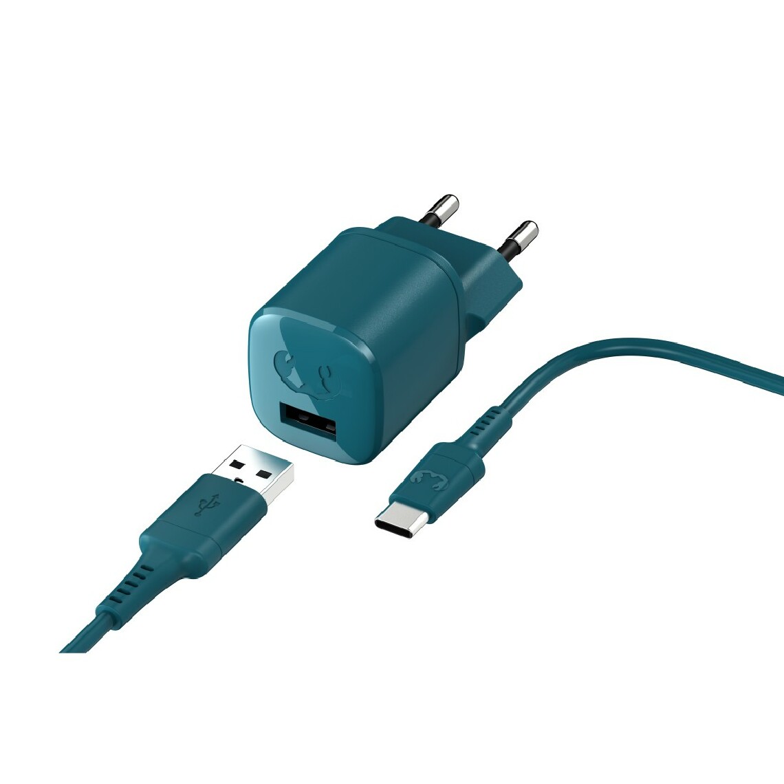Fresh'N Rebel - Mini chargeur USB-A 12W + Câble USB-C 1,5m, Bleu pétrole - Joystick