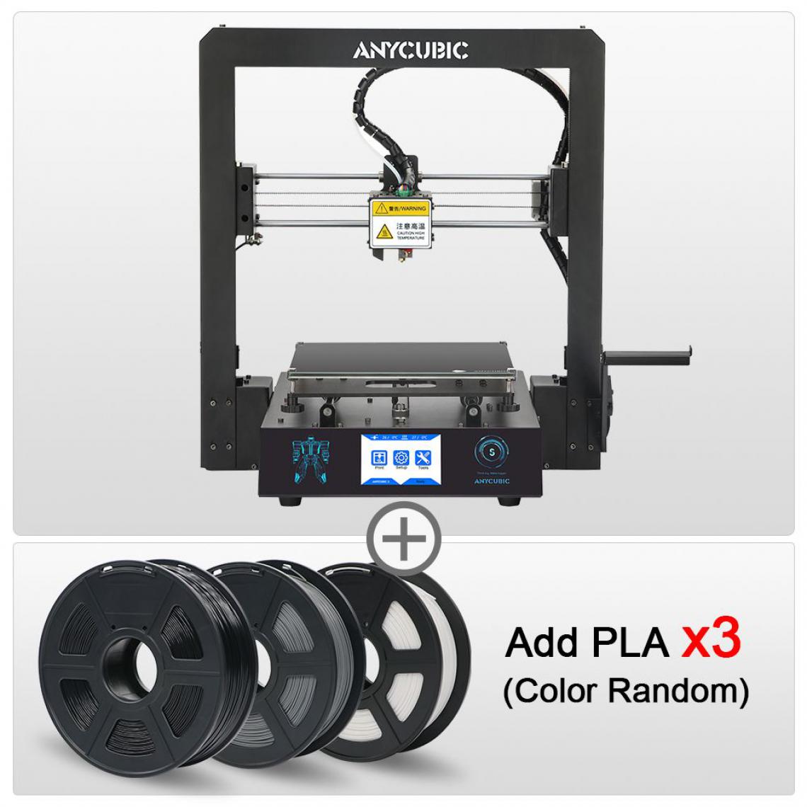 Generic - Imprimante 3D ANYCUBIC i3 Mega S  avec à 1 Tête d'Impression  PLA, ABS, TPU,PETG et Cadre Entièrement Métallique et 3 Filaments 21 * 21 * 20.5 cm - Noir  - Imprimante 3D