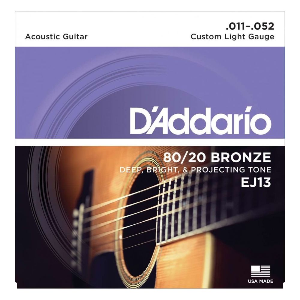 D'Addario - Jeu de cordes guitare acoustique D'Addario EJ13 light 80/20 Bronze 11-52 - Accessoires instruments à cordes