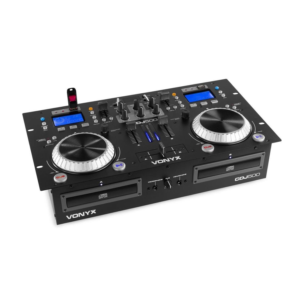 Vonyx -  Vonyx CDJ500 Station de mixage DJ 2 lecteurs CD Bluetooth 2x USB 2 canaux - Tables de mixage