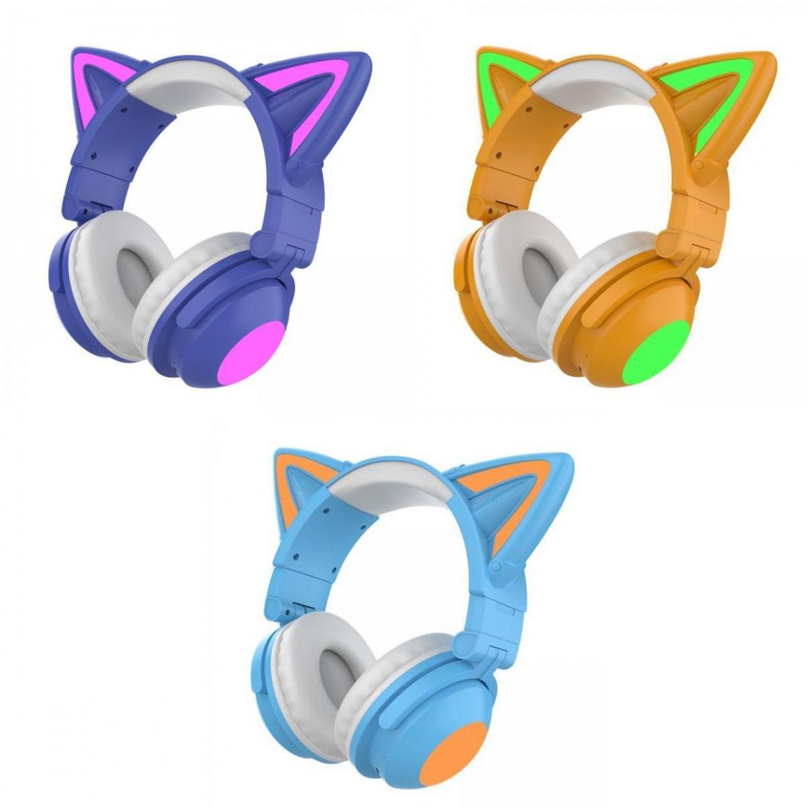 marque generique - écouteurs stéréo oreille de chat avec micro casques lumière - Micro-Casque