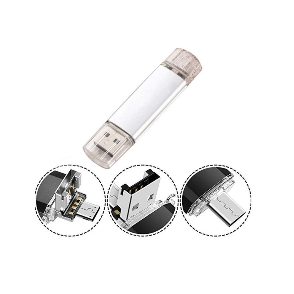 Shot - Clef USB 8Go 3 en 1 pour Telephone Smartphone & PC Type C Micro-USB Cle Memoire 8GB (ARGENT) - Clés USB