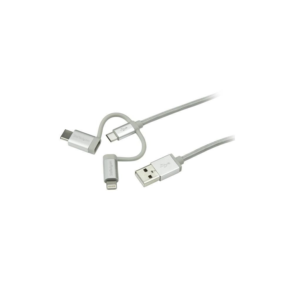 Startech - Câble multi chargeur USB 1 m - Lightning USB-C Micro-B - Câble Lightning