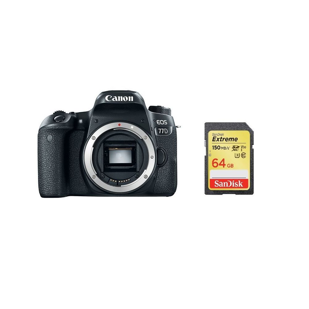 Canon - CANON EOS 77D Body + 64GB SD card - Reflex Grand Public