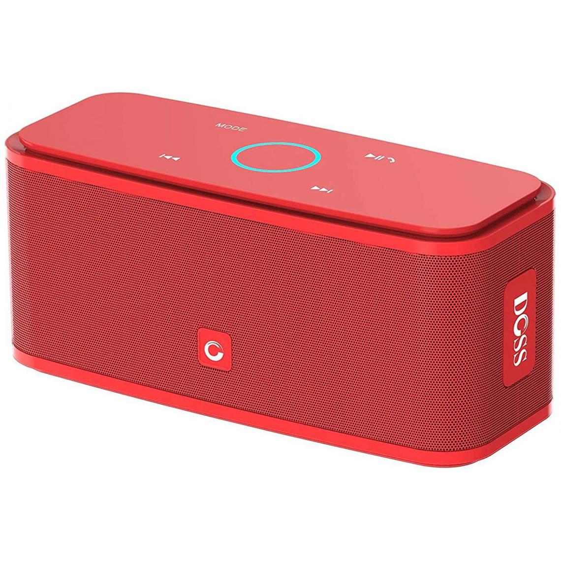 Chrono - Enceinte Bluetooth 12W, DOSS SoundBox Haut-Parleur Bluetooth sans Fil Portable,Commande Tactile et Définition Stéréo, 12 Heures d’Autonomie en Lecture,Mains Libres Téléphone, Carte TF Support.(Rouge) - Enceintes Hifi