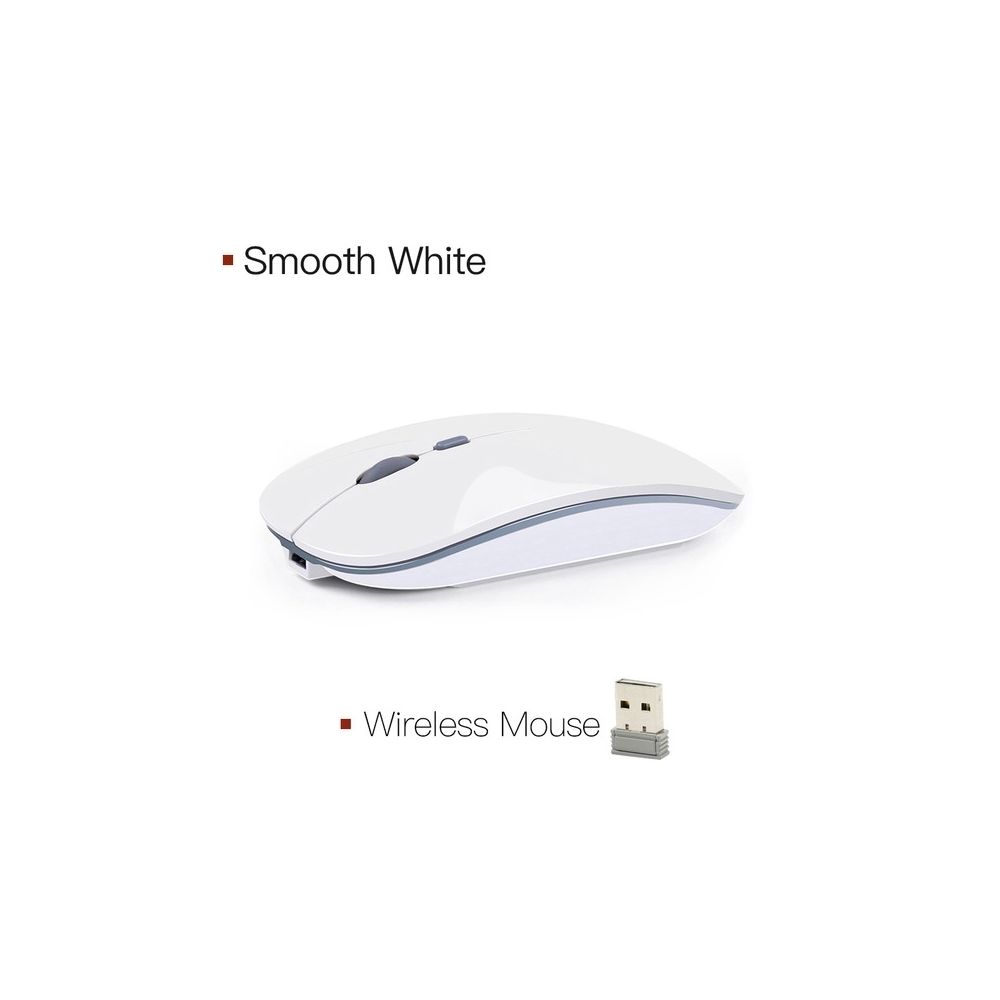 Wewoo - Souris sans fil optique ergonomique rechargeable de 2,4 GHz (blanche) - Souris