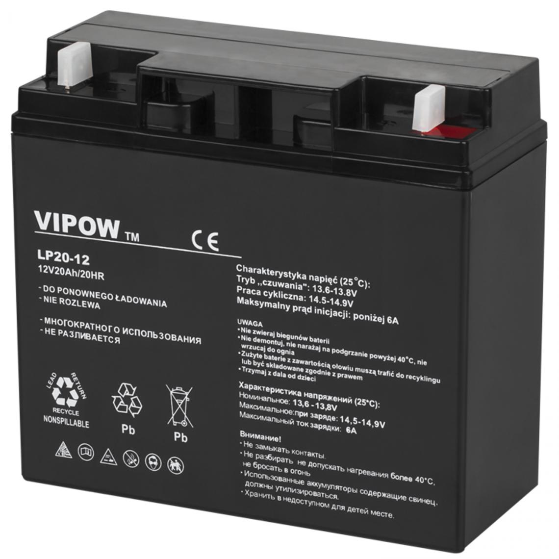 Sans Marque - Batterie gel rechargeable 12V 20Ah sans entretien Vipow - Accessoires alimentation