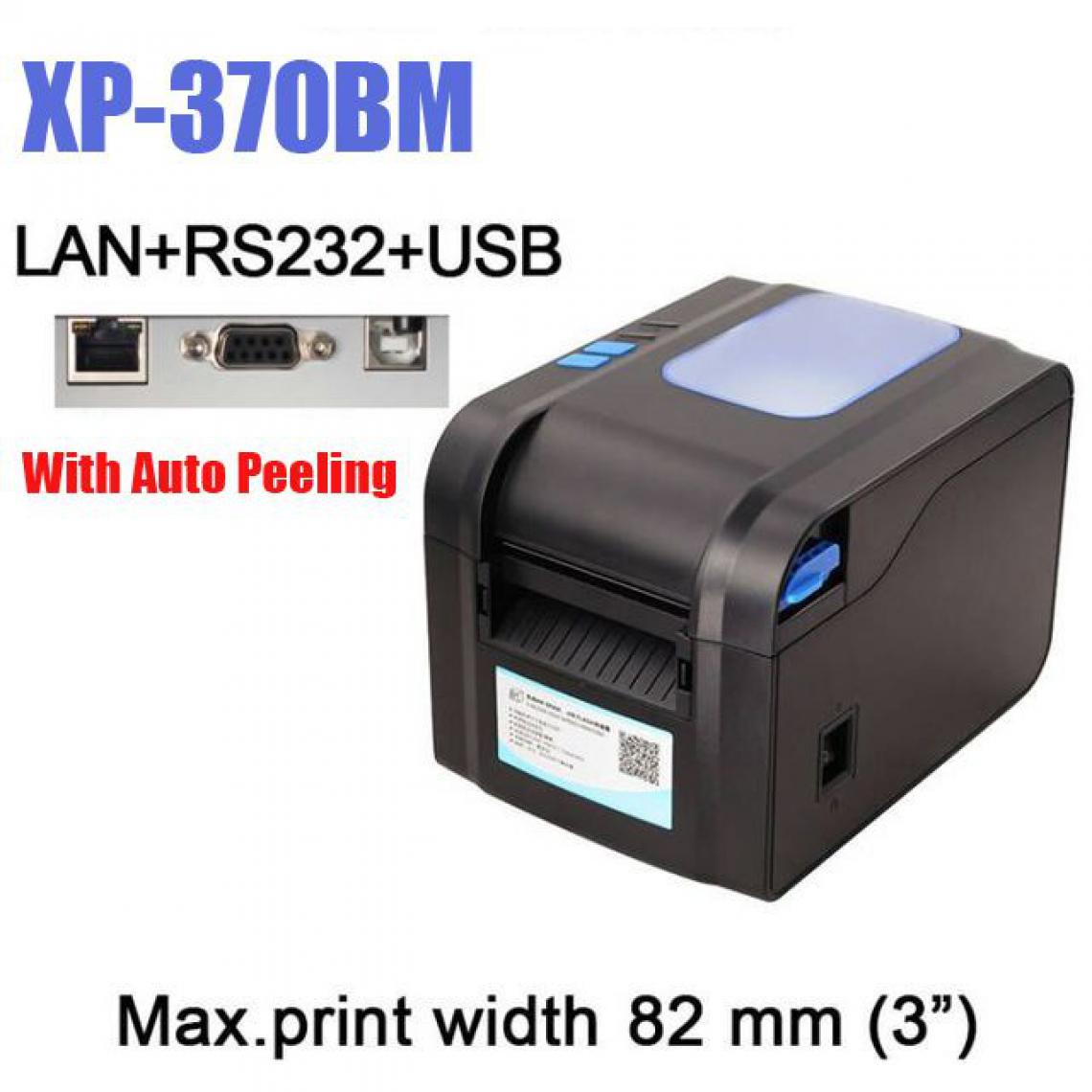 Generic - Imprimante Thermique XP 370Bm   Portable de Tickets de Caisse 20 à 80 mm , Connexion par  USB et LAN , RS232 , pour Windows - 15.5 * 14.5 * 21 cm  - Noir  - Imprimantes d'étiquettes