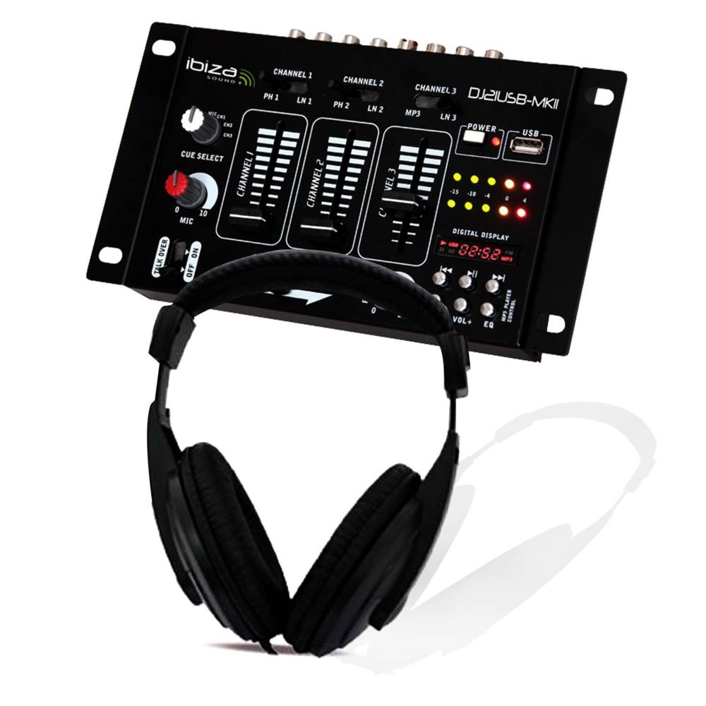 Ibiza Sound - Casque DJ Sono + table de mixage DJ21-USB-MKII IBIZA Sound - Tables de mixage