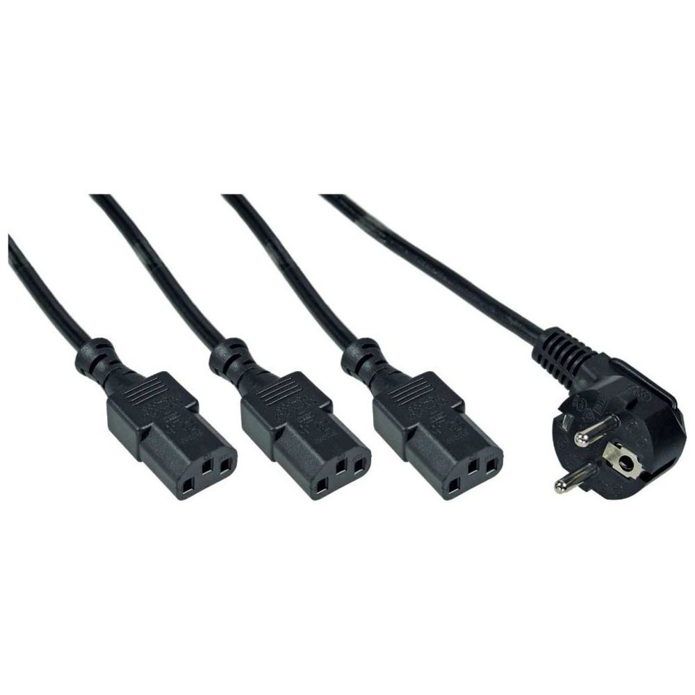 Inline - Câble d'alimentation Y InLine® 1 fiche allemande de type F à 3 fiches IEC noire 3m - Câble antenne