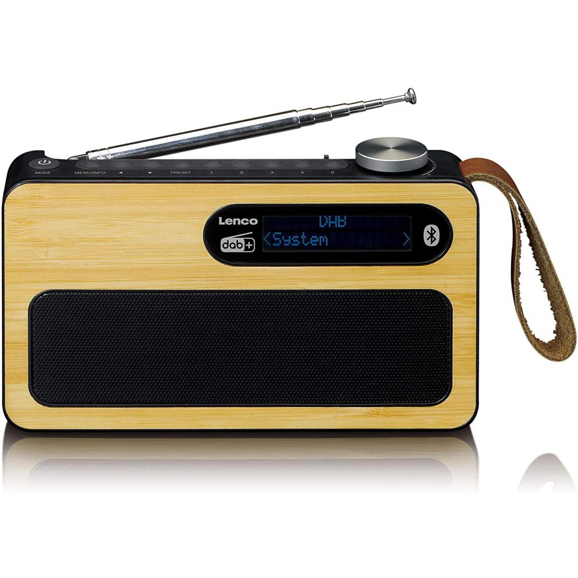 Lenco - radio Portable DAB+ FM Bluetooth avec Batterie intégrée 2000 mAh 3W marron noir - Radio