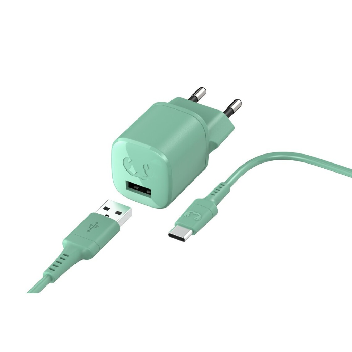 Fresh'N Rebel - Mini chargeur USB-A 12W + Câble USB-C 1,5m, Menthe - Joystick