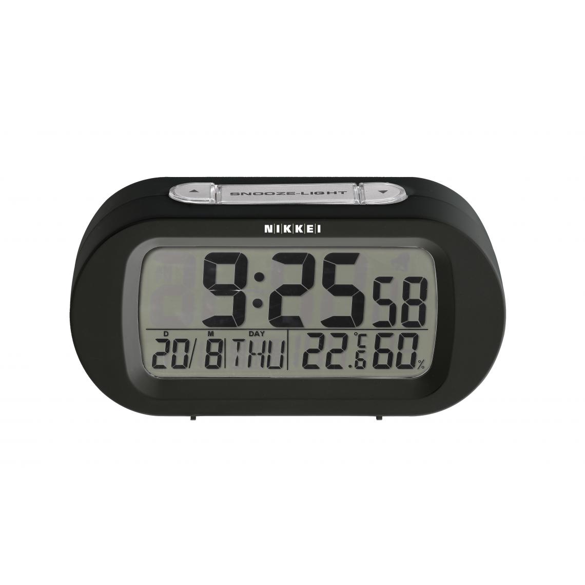 Nikkei - NR05BK - Réveil numérique de voyage avec fonction Snooze - Noir - Radio