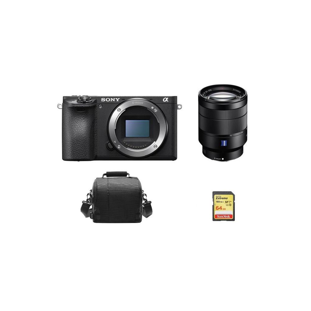 Sony - SONY A6500 Black + SEL 24-70MM F4 ZA OSS + 64GB SD card + camera Bag - Reflex Grand Public