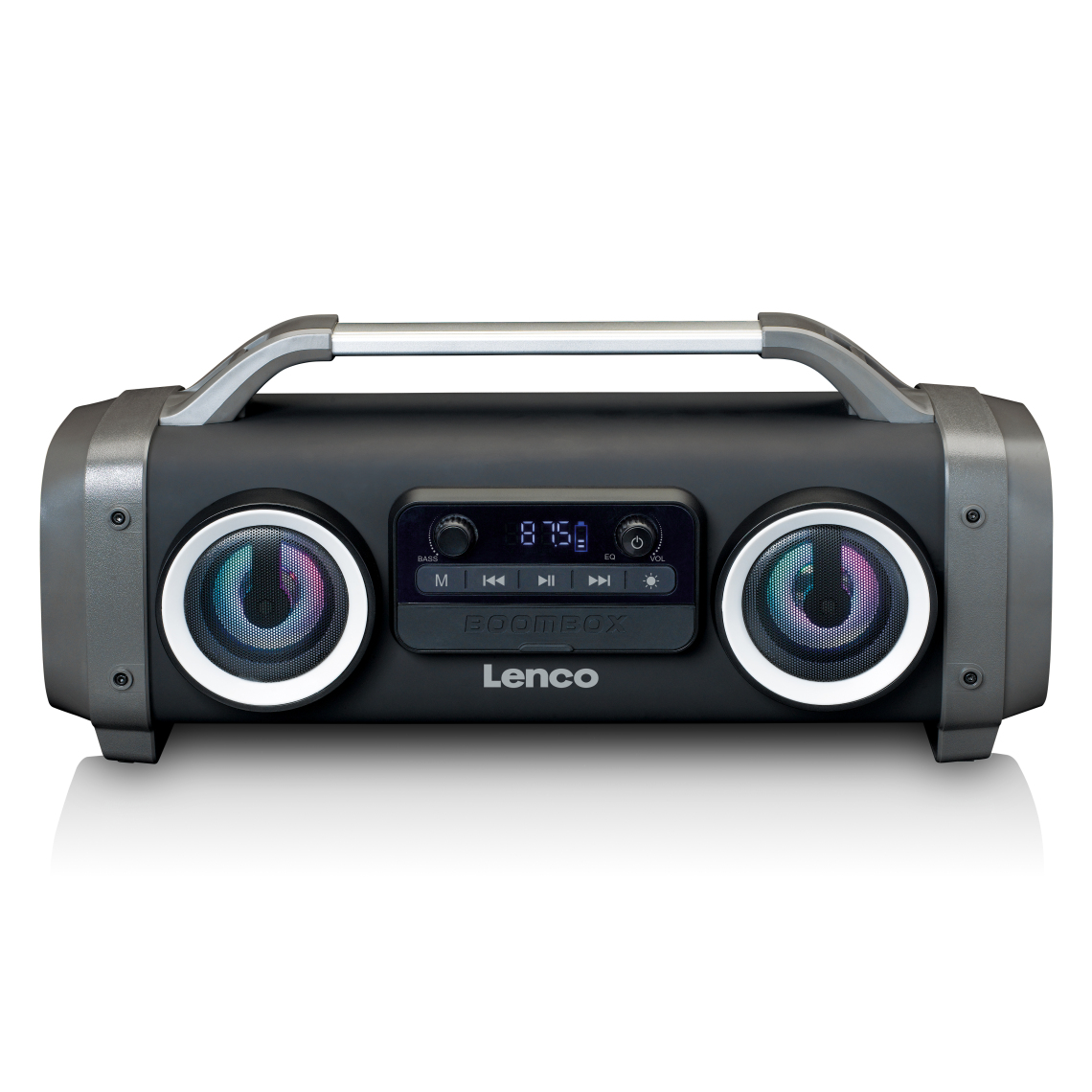 Lenco - Enceinte Bluetooth étanche avec radio FM, lecteur USB/SD et effets lumineux SPR-100BK Noir - Enceintes Hifi