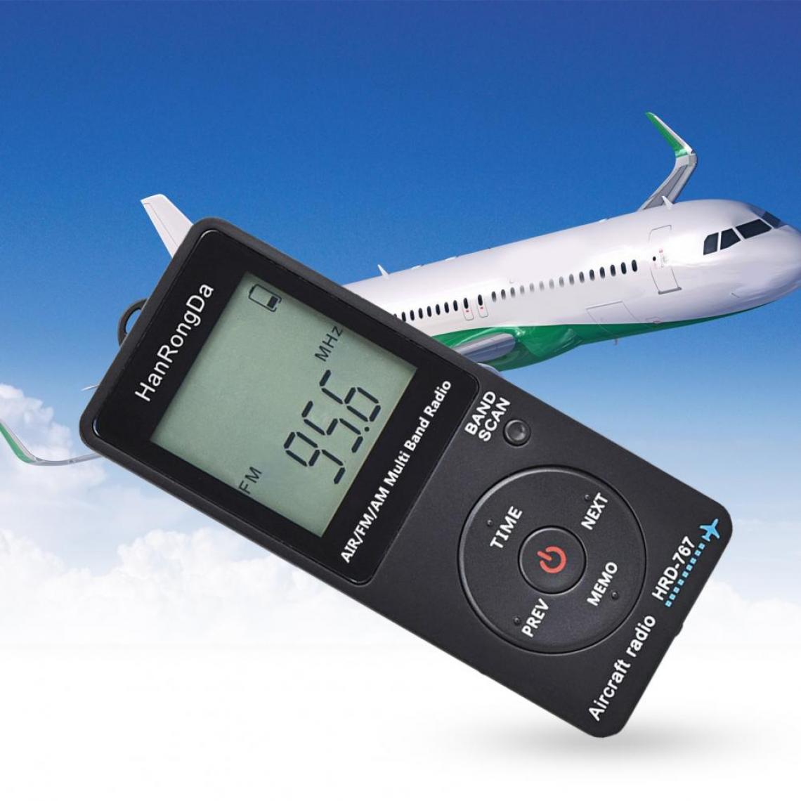Universal - Mini radio de poche avion avec récepteur radio portable écran LCD bouton de verrouillage FM/AM/radio avec écouteur(Le noir) - Radio