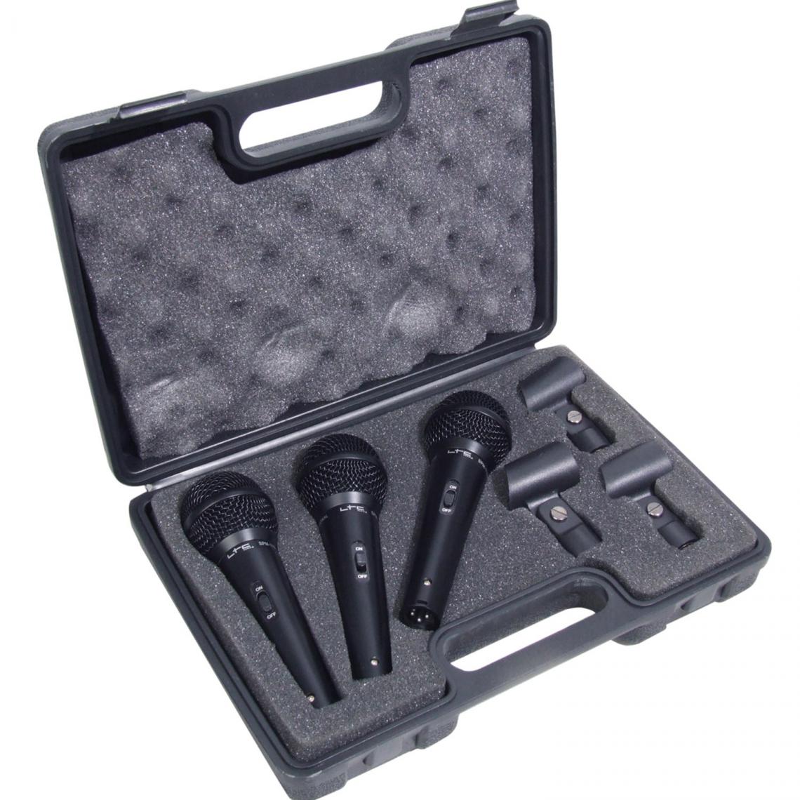 Soundlab - Kit de microphone vocal professionnel filaire dynamique Soundlab avec 3 microphones et étui de transport - Accessoires DJ
