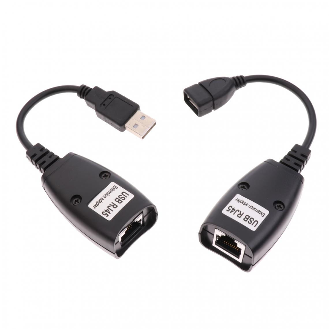 marque generique - Paquet De 2 USB 2.0 Mâle à RJ45 Femelle CAT5 CAT5e CAT6 Câble Lan Extender - Hub