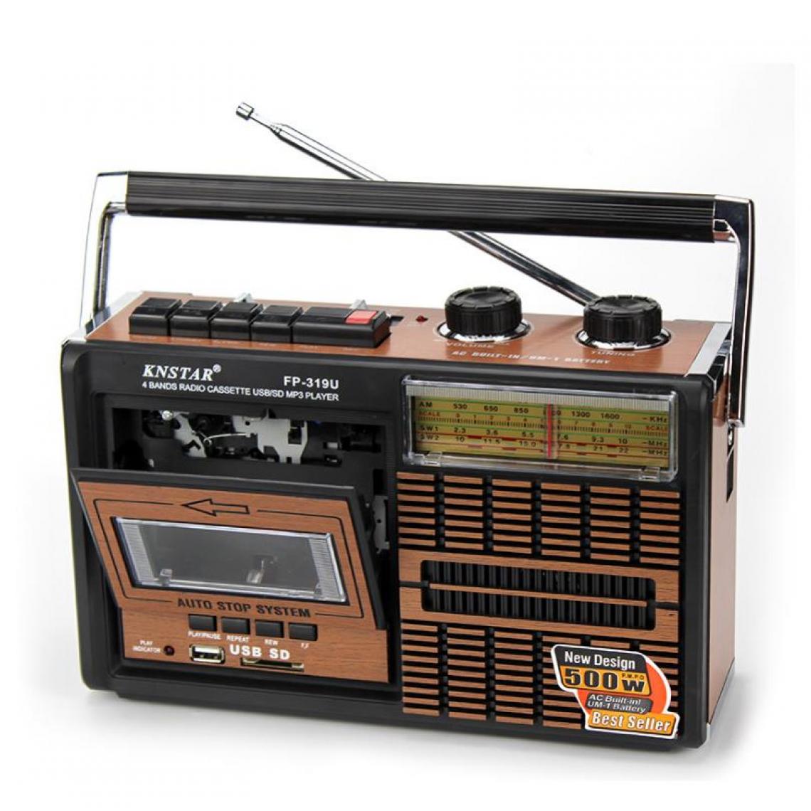 Universal - Haut-parleur FM FM AM SW1 24 bandes rétro radio haut-parleur portable magnétophone antique carte SD USB radio casque de musique extérieure(brun) - Radio