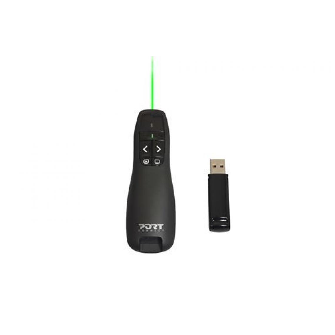 Port Designs - Télécommande de présentation sans fil Port Designs avec laser vert Noir - Pack Clavier Souris