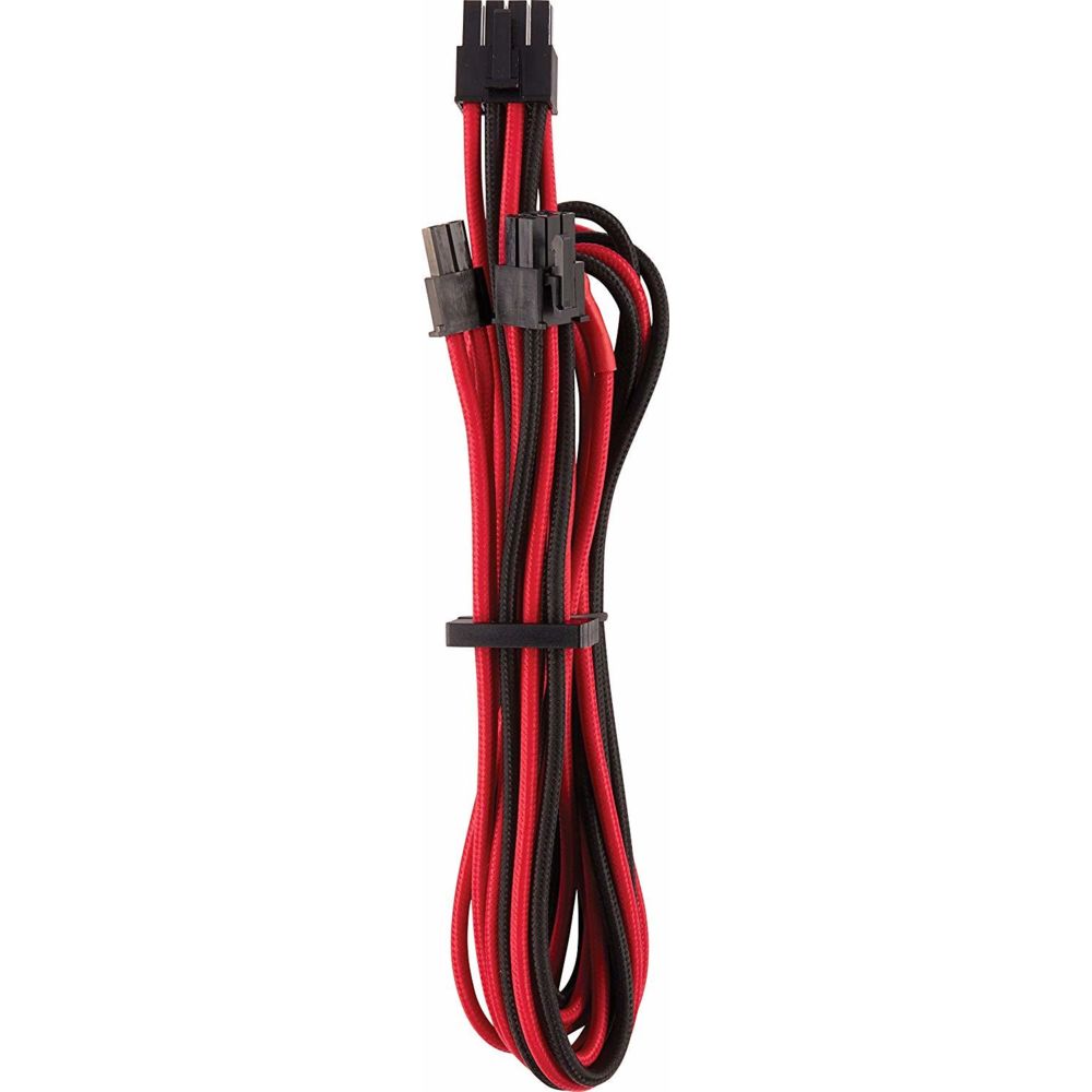 Corsair - PCI-E 6+2 broches, connecteur simple - 2 x 650 mm- rouge/noir - Câble tuning PC