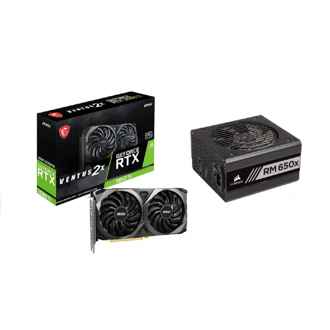 Msi - GeForce RTX 3060 Ti VENTUS 2X 8G OCV1 LHR + RMx Series RM650x - 650W - 80 Plus Gold - Carte Graphique NVIDIA